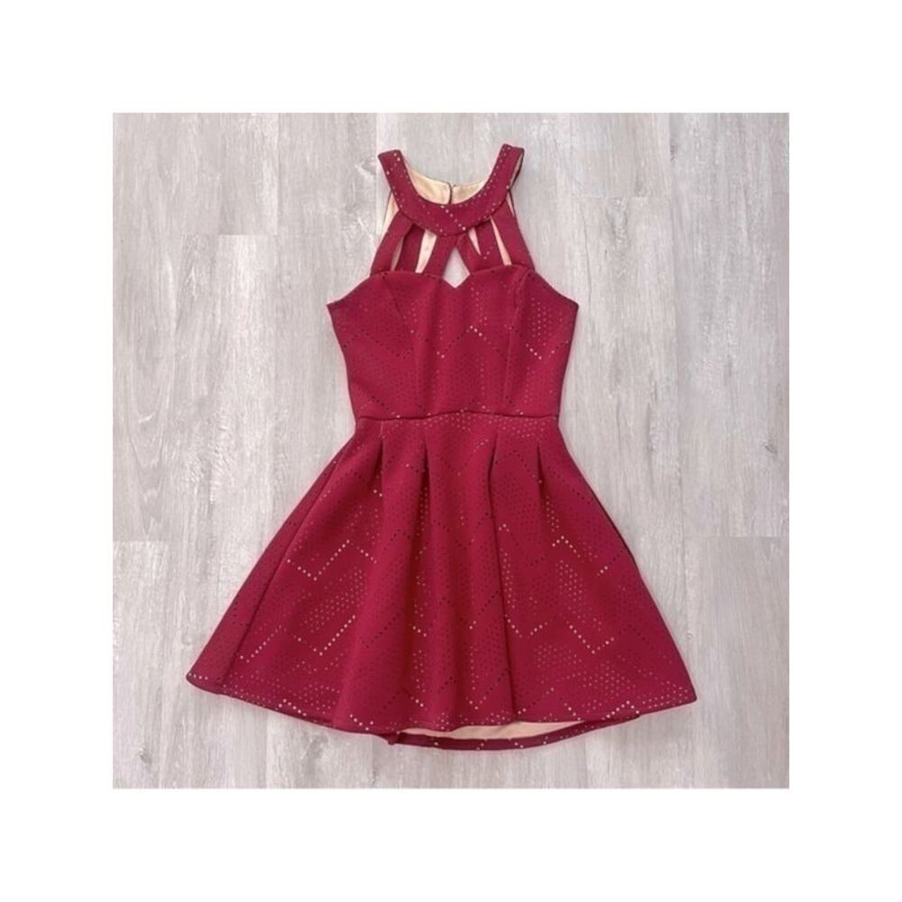 CRYSTAL DOLLS Womens Fit + Flare Dress Red Sleeveless Juniors 13